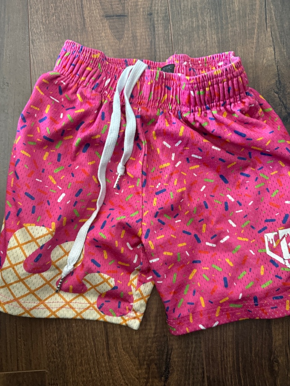 Kids Pink Sprinkle Ice Cream Graphic Drawstring Shorts - Brand B101 - YS